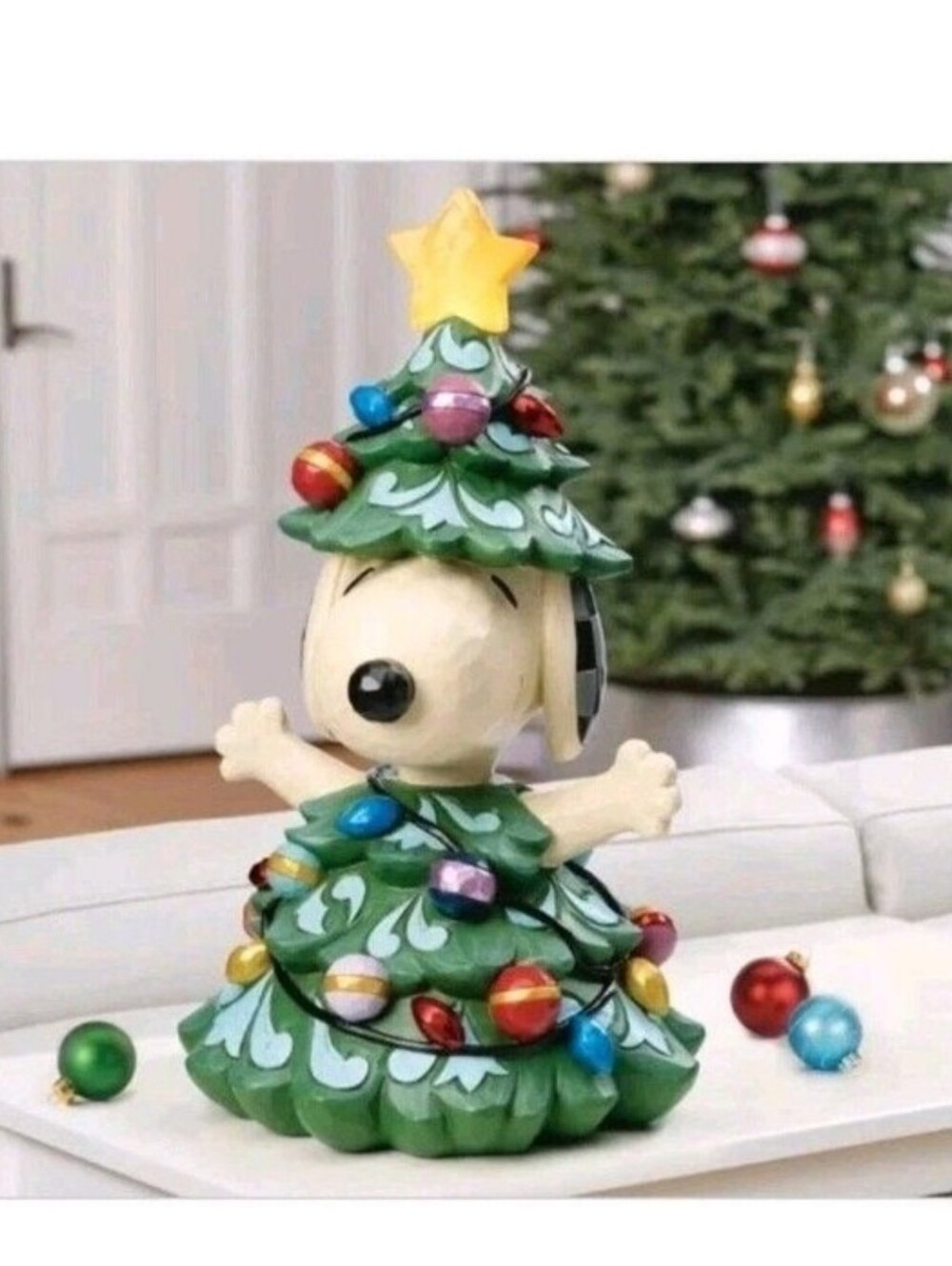 Peanuts Jim Shore Snoopy Christmas Tree Statue Light-Up Star Enesco Large 15" H